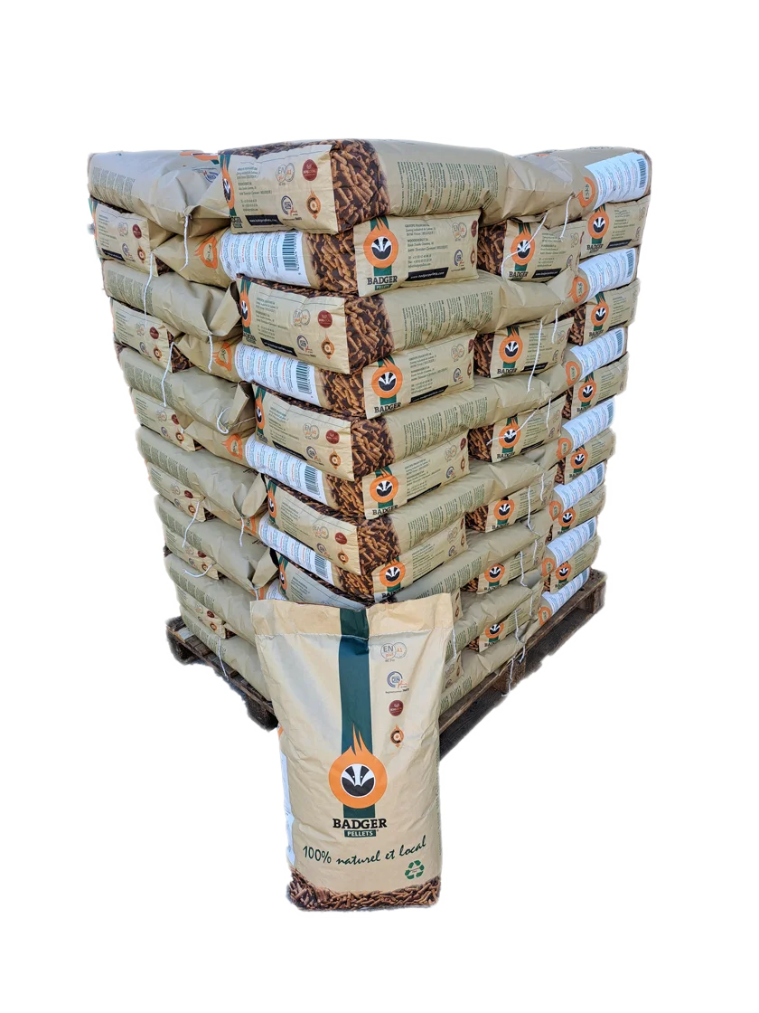 Palette de pellets BADGER 65 Sacs de 15Kg